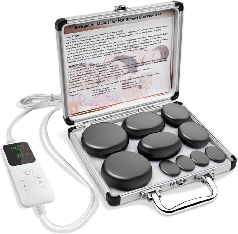 AICNLY 10-Piece Basalt Hot Stone Massage Set with Adjustable Temperature Warmer