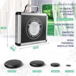 AICNLY 10-piece black basalt hot stones in a black heating box with remote control.