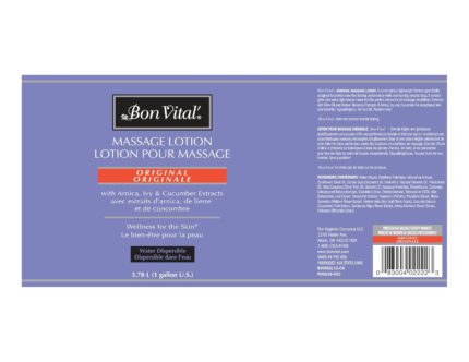A large, white 1-gallon pail of Bon Vital' Original Massage Lotion on a clean background.