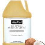 A large, clear plastic gallon bottle of Bon Vital' 100% Pure Cold Pressed Rice Bran Oil with a white label.