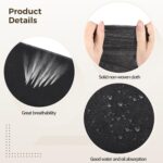 Stack of 100 black FELISTORY disposable non-woven massage table sheets, folded neatly.