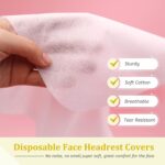 Stack of 200 white disposable face cradle covers made of soft cotton, designed for massage tables and spa chairs.