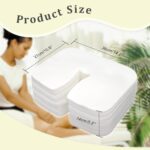 Stack of 200 white disposable face cradle covers made of soft cotton, designed for massage tables and spa chairs.