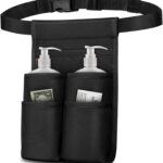 Black SITHON professional massage therapist holster bag with an adjustable waist belt, shown with two bottle pockets.