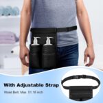 Black SITHON professional massage therapist holster bag with an adjustable waist belt, shown with two bottle pockets.