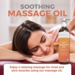 Bottle of Viva Naturals Organic Unscented Massage Oil with a pump dispenser, against a clean background.